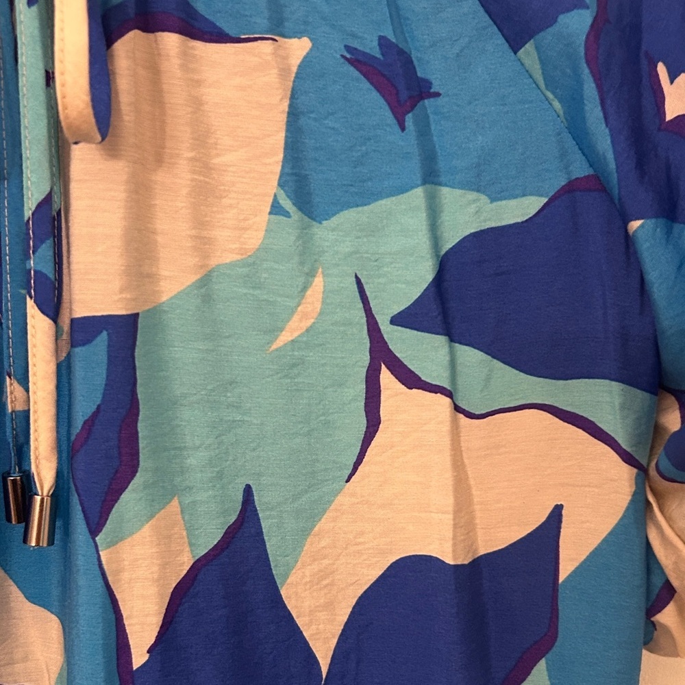 ENTRO City Escape Mini Tiered Dress Blue Floral Boho Flowy Preppy Flirty NWOT - Picture 3 of 9